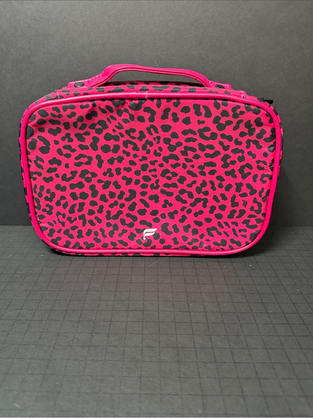Fabletics Hot Pink and Black Leopard Print Cosmetic Bag